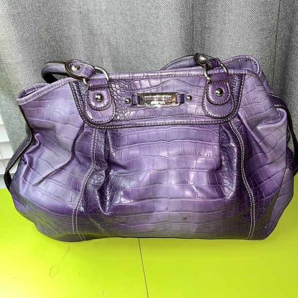 Vintage Nine West Purple Croc Style Leather Bag - Picture 2 of 8